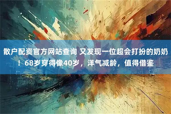 散户配资官方网站查询 又发现一位超会打扮的奶奶！68岁穿得像40岁，洋气减龄，值得借鉴
